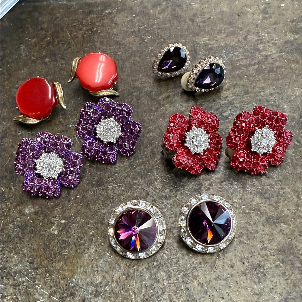 Beautiful Rivoli and crystal cluster Clip On Earrings lot.